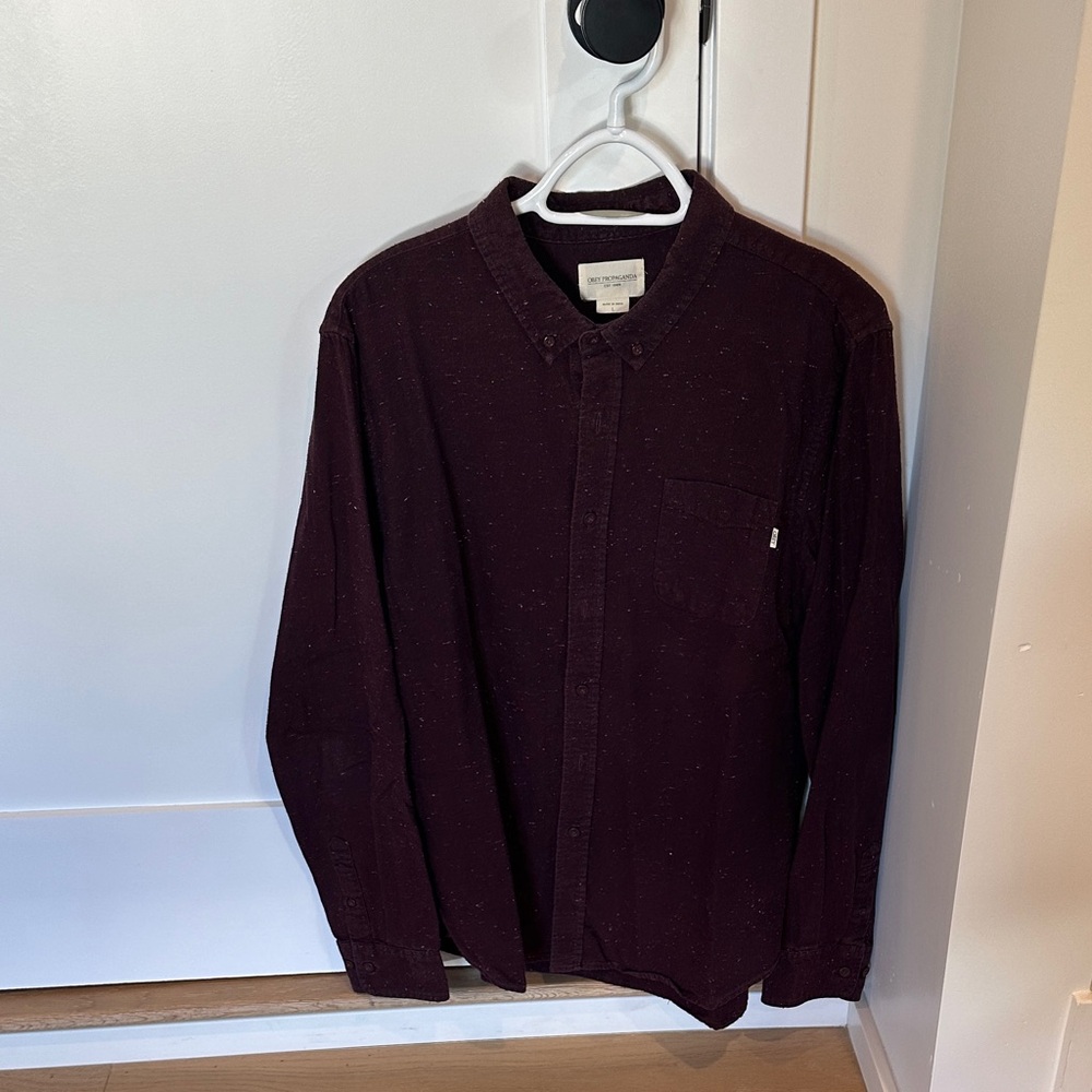 Obey Burgundy Textured Shirt